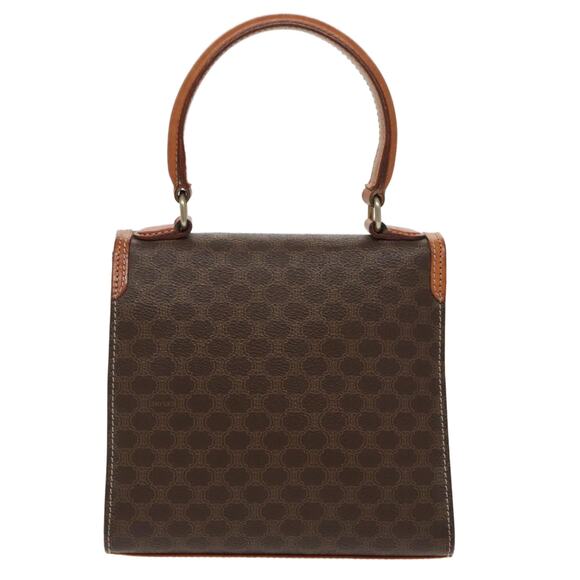 CELINE Macadam Canvas Hand Bag Pvc Leather Brown Gold - Picture 3 of 12